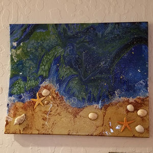 Original Acrylic Painting Ocean Starfish